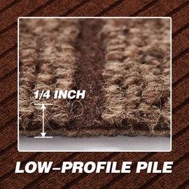 ZGR Runner Rug 3 ft x 13 ft Indoor/Outdoor Low Profile, Hallway, Kitchen, Patio, Deck Area, RV, Entryway, Garage, with Natural Non-Slip Rubber Backing, Brown with Brown Stripe, Custom