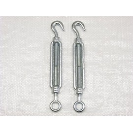 Hook to Eye Turnbuckle Galvanised Open Body Straining Screws x2 from 5MM - 32MM (Caravan Open Body Screw Hook)