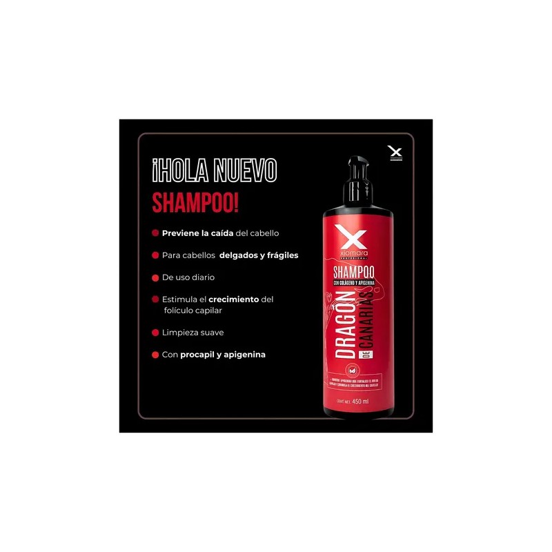 Shampoo Dragón De Canarias Xiomara Con Colageno Y Apigenina