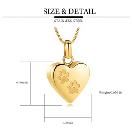 zeqingjw Pet Cremation Jewelry for Ashes for Dog/Cat Heart Urn Necklace for Ashes Pet Paw Print Urn Keepsake Memorial Ash Jewelry