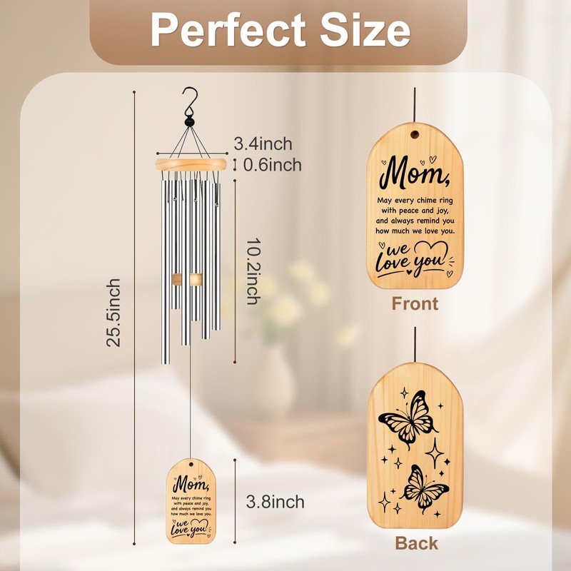 Wind Chimes for Mom, Mom Birthday Gifts from Daughter Son,