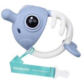 Baby Teething Toys 0-6 Months, Mombella Clownfish Teething Toys 6-12 Months, Baby Teether Toys with No Drop Strap, Silicone Baby Teething Relief Chew Toy, Easy to Hold for Infant, BPA Free, Blue