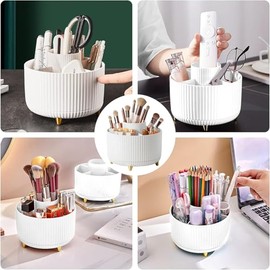 Organizador de Maquillaje, Porta Plumas Escritorio Giratorio 360 Grados  Organizador para Perfumes, Brochas, Skincare, Lápices, Utensilios de Cocina, 