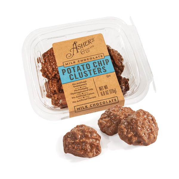 Asher's Chocolate Company, Delicious Chocolate Potato Chip Clusters, Made from