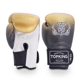 Top King Super Star Breathable Leather Gloves Muay Thai Boxing Gloves for Training or Sparring - Silver, 16oz