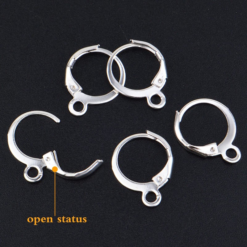 Earrings with Jump Hook,100 Pieces Round Leverback Earring Hooks Earwires