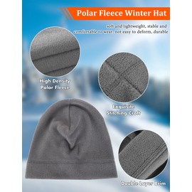 MELLIEX Pack of 2 Winter Hats Unisex Slouch Beanie Hat Warm Fleece Hat for Men and Women (Black, Grey), Black, grey