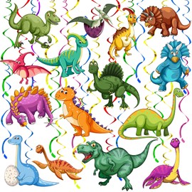 KatchOn, Dinosaur Hanging Swirls Decorations - Huge Pack of 42, No DIY | Dinosaur Birthday Party Supplies | Dinosaur Party Decorations | Dinosaur Classroom Decorations | Dinosaur Hanging Decorations