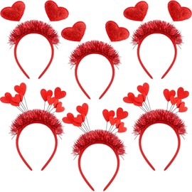 Paquete de 6 diademas de corazón para el día de San Valentín, con lentejuelas y corazón, para niños, adultos, día de San Valentín, suministros para fiestas, cumpleaños (color estilo 2)