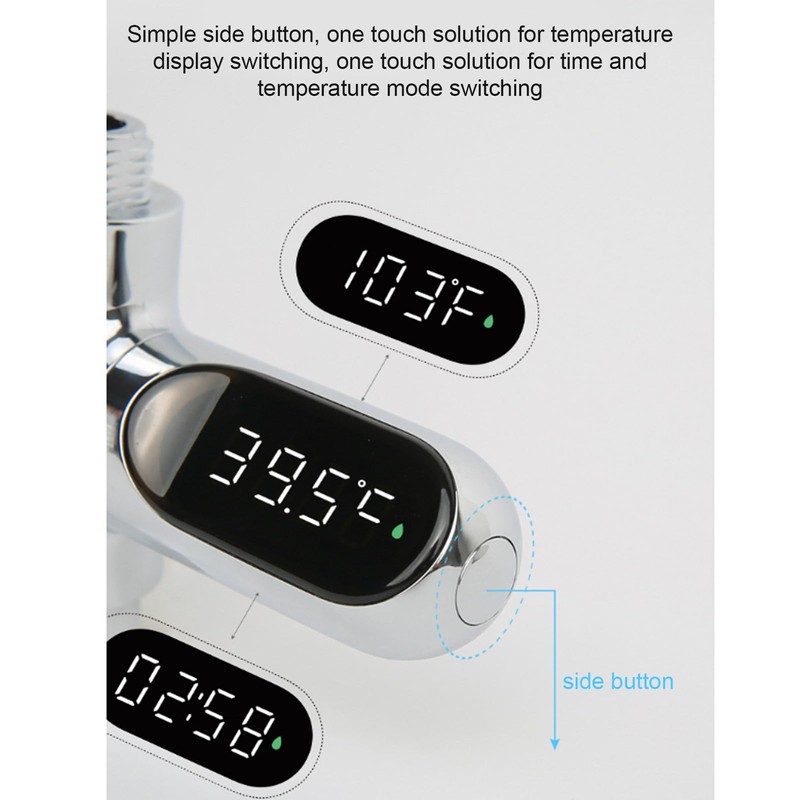 BuyWeek Shower Thermometer, LED Digital Baby Bath Thermometer, Aluminium Shower