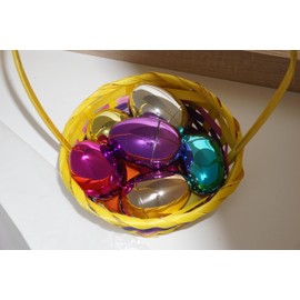 HOVUK 6PCs Easter Metallic Colourful Eggs for Baby | Giant Easter Eggs for Candy, Eater Fillable Eggs for Easter Egg Hunt Basket Stuffer Fillers, Size 7.5cm
