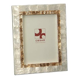 DONREGALOWEB Mother of Pearl White and Chequered Roasted Photo Frame (6x8 inch photo)