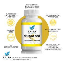 Fenogreco 100 Cpsulas 100 Puro  Saisa Herbal  Aumenta Energa y Apoya Hormonas  Aumenta tu busto y Glteos                                              