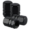 Motorcycle Air Valve Aluminum Valve Stem Cap Black Color Silver Color 4pcs for Wheels (Black) zis09