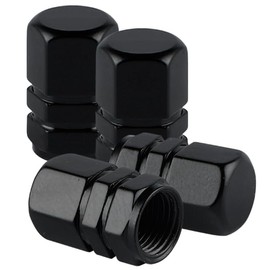 Motorcycle Air Valve Aluminum Valve Stem Cap Black Color Silver Color 4pcs for Wheels (Black) zis09