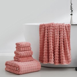 HVMS Oversized Bath Towels 40x80 Inches Extra Large Bath Sheets for Adults Thick Super Soft Quick Dry Highly Absobent Microfiber Shower Towels (Pink,2PCS)