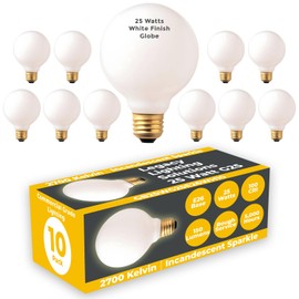 GoodBulb 25-Watt Frosted G25 Light Bulbs Incandescent Restaurant Bulb E26 Medium Base 2700K Warm White 175 Lumens Restaurant Light Bulbs Pack of 10 Bulbs