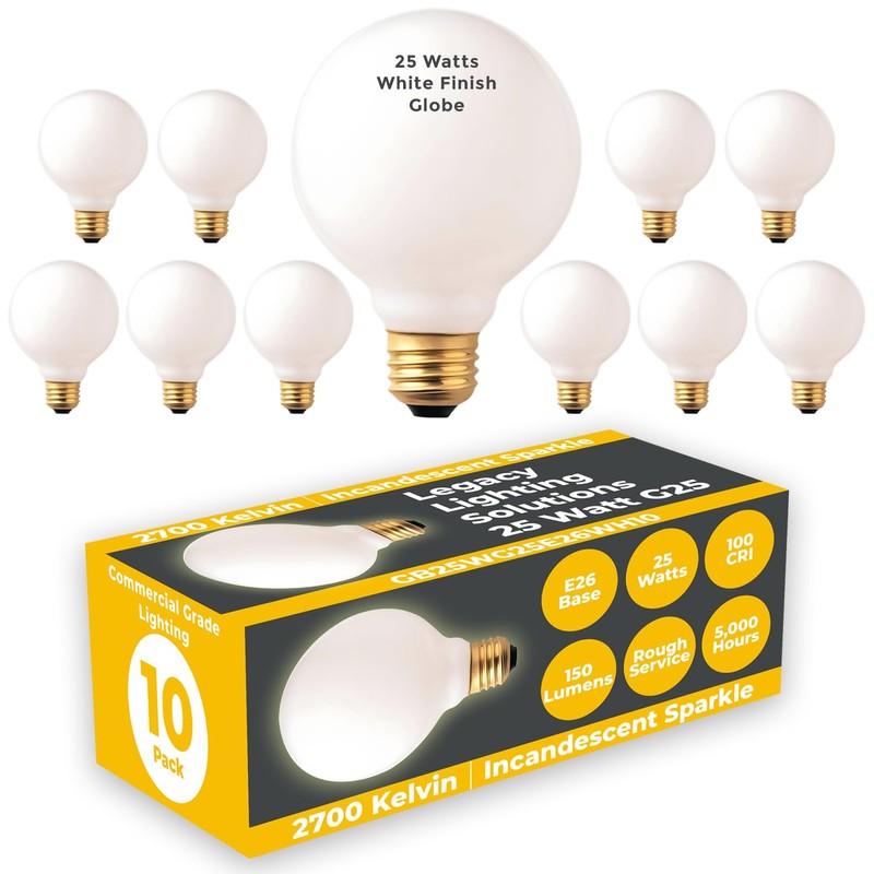GoodBulb 25-Watt Frosted G25 Light Bulbs Incandescent Restaurant Bulb E26