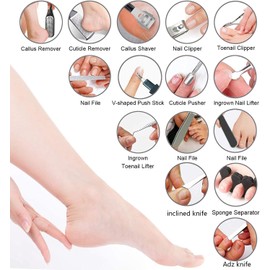 Kit de pedicura 36 en 1, herramientas profesionales de pedicura Raspador de pies para eliminar las pieles muertas para el hogar y el cuidado en el salón