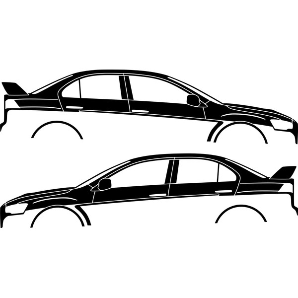 2x Car Silhouette Decal Stickers for Mitsubishi Lancer Evo 10