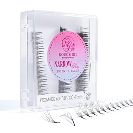 ROSE GIRL 500 Ultra Speed Promade Fans-Natural Look Handmade Volume Eyelash-Narrow Loose Eyelash 3D-16D C CC D Curl-False Lashes Extensions-Thickness 0.03~0.1mm-8~20mm Length(6D-C-0.07 (15 mm))