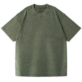 Men's Oversized T-Shirts Heavy Loose Fit Vintage Washed Tee Unisex Cotton Short Sleeve Casual Shirts Tee Tops Army Green