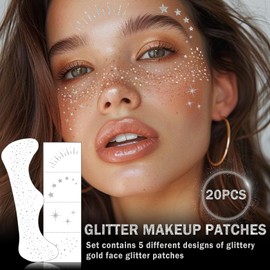 AOAZXBB 20PCS Glitter Freckles Face Tattoo Sparkle Freckles,Face Glitter Speckles Patches,Faux Freckles Temporary Tattoos Makeup-Silver