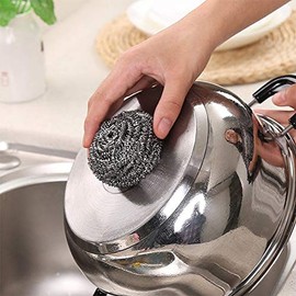Stainless Steel Scourers [Pack of 4] Pots, Pans, Barbecue Grills, Oven & Cooker Scouring Cleaning