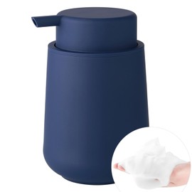 YAUKPH Matte Navy Blue Foaming Hand Soap Dispenser Plastic 11 oz - Modern Minimalist Style for Bathroom & Kitchen Countertop Refillable
