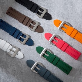 Strapseeker Silicone Rubber Straps For Panerai Watches- Camo Rubber Watch Bands for Panerai Luminor, Submersible, Radiomir- 22mm, 24mm -Camouflage Waterproof Sports Pre-V Replacement PAM Strap (Dark Red, 22mm)