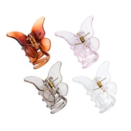 coiyie Butterfly Hair Clips for Women 1.8 Inch Nonslip Clear Acrylic Hair Claws for Thin Hair, 4 Pieces