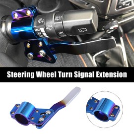 X AUTOHAUX 2pcs Car Turn Signal Extension Steering Wheel Extension Turn Rod Position Up Kit Rod Extension Grilled Blue