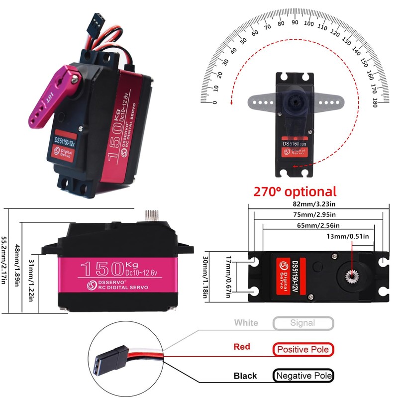 HOOYIJ 12V Waterproof IP66 150KG Digital RC Servo 1/5 Stainless