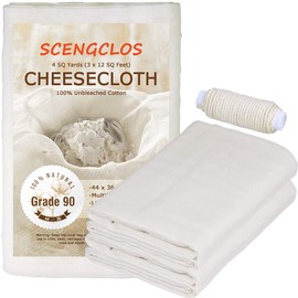 Cheesecloth, Grade 90, 36 Sq Feet, 100% Unbleached Cheesecloth Fabric for Cooking, Washable & Reusable Cotton Strainer, Filter(Grade 90-4 Sq Yards)