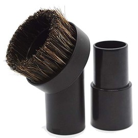 N-brand 25MM Horse Hair Round Dust Brush 1.24" Cleaner Vacuum Attachment Brush Soft Bristles Replacement with 1-1/4" to 1-3/8" Hose Adapter
