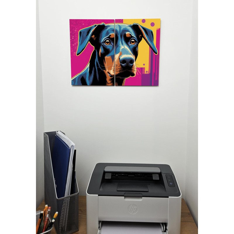 The Plum Penguin Psychedelic Doberman Pinscher Pop Art Wooden Wall