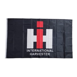 Collectible Antique for Collectors of IH International Harvester Tractor Black Background Flag 3' x 5, with Metal Grommets, Great for Man Cave, Garage, or Tractor Shows