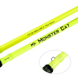 MASTER LOGIC Monster Catfish Fishing Rod, 1 Piece 7’Glow with Black Light Catfishing Casting Rods Heavy Yellow