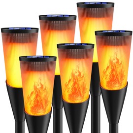 FIFIying Solar Lights Outdoor Garden, 6 Pack Solar Torch Light with Flickering Flame 600mAh Pathway Light Outside IP65 Waterproof Outdoor Decor for Patio Pathways Lawn Yard Decoration