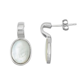 Sterling Silver Mother of Pearl Oval Stud Earrings