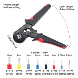 Ferrule Crimping Tool Kit,Wire Ferrule Kit Crimper Connectors，Crimp 4 gauge Self-adjustable AWG23-7 1800PCS Ferrules Electrical Terminal，Crimpers Tools Pin Terminals Ratchet Pliers for Audio,Car,DIY