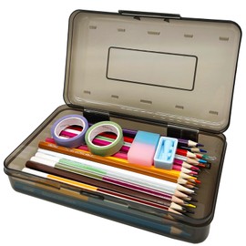 Nuozme Plastic Translucent Pencil Box,Pencil Cases with Snap-Tight Lid for Pens, Pencils, School Supplies,Office Supplies, 1 Pack