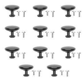Matte Black Kitchen Cabinet Knobs - 1.14" Aluminum Alloy Round Knobs for Cabinets, Drawers, Furniture & Bathroom | Durable Modern Matte Hardware