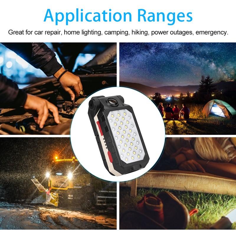 Portable LED Work Light USB Rechargeable Folding Working Lamp Flashlight