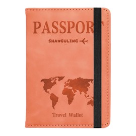 Passport Holder for Travel, RFID Blocking Passport Wallet, PU Leather Passport Cover Case for Women and Men - Pink