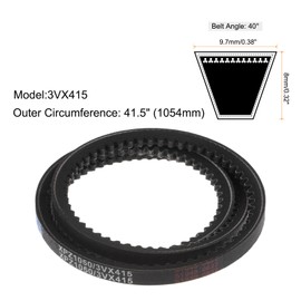 sourcing map 3VX415 Rubber V-Belt, Raw Edge Cogged Industrial V Belts 41.5" Length x 0.38" Width x 0.32" Thickness