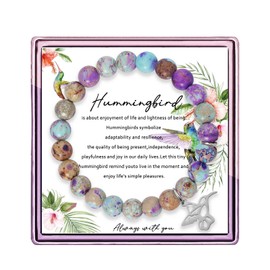 ARHTF Hummingbird Gifts for Women Hummingbird Bracelet Hummingbird Charm Hummingbird Jewelry Hummingbird Quote Hummingbird Inspirational Gift (Purple hummingbird gifts)