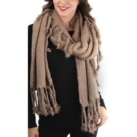 ToBeInStyle Women's Winter Super Warm Chunky Oversized Cozy Knit Scarves, Chunky Oversized Tasseled Blanket - Rose, One Size