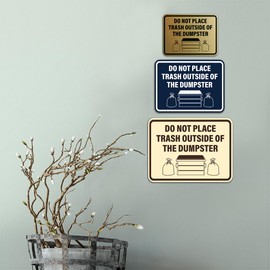 Signs ByLITA Classic Framed Do Not Place Trash Outside Of The Dumpster Sign (Brushed Silver) - Medium