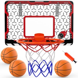 EagleStone Kids Indoor Basketball Hoop, 4 Balls Mini Basketball Toy for Toddlers (Red-Fold)